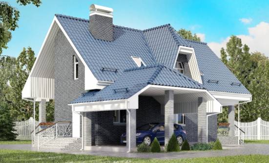 125-002-L Two Story House Plans with mansard roof with garage under, beautiful Blueprints | Проекты домов от House Expert