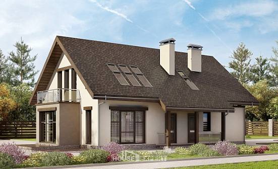 185-005-L Two Story House Plans with mansard and garage, beautiful House Building | Проекты домов от House Expert