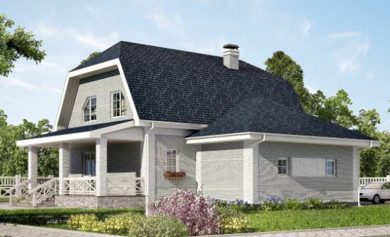 160-006-L Two Story House Plans with mansard roof with garage under, beautiful Dream Plan | Проекты домов от House Expert