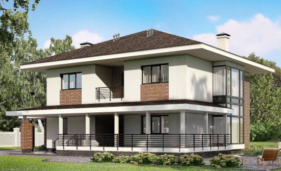 275-002-R Two Story House Plans with garage under, classic Building Plan  | Проекты домов от House Expert