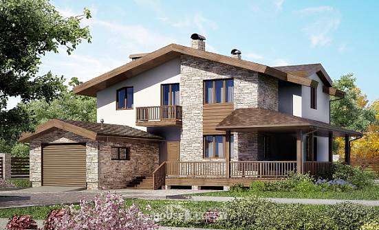 220-001-R Two Story House Plans and mansard and garage, modern Dream Plan | Проекты домов от House Expert