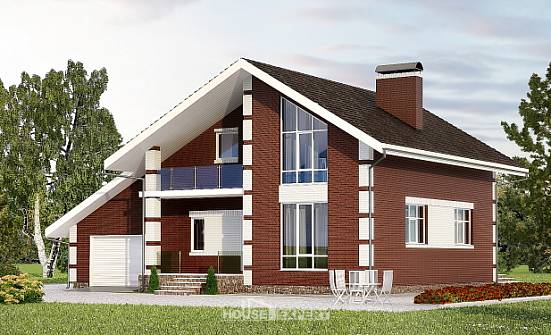 180-001-L Two Story House Plans with mansard with garage, small Architectural Plans | Проекты домов от House Expert