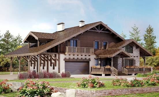 340-003-R Two Story House Plans with mansard roof with garage under, luxury Plans Free | Проекты домов от House Expert