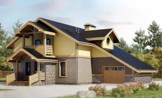 180-011-R Two Story House Plans with mansard with garage under, economical Construction Plans | Проекты домов от House Expert