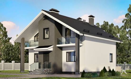 150-005-L Two Story House Plans with mansard, modest Home House | Проекты домов от House Expert