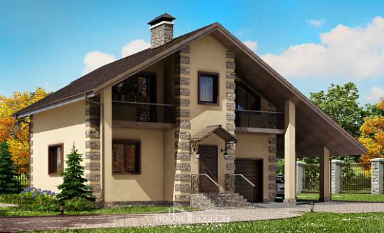 150-003-R Two Story House Plans and mansard with garage in back, available Planning And Design | Проекты домов от House Expert