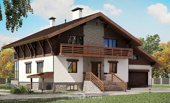 420-001-R Three Story House Plans with mansard and garage, big House Plan | Проекты домов от House Expert