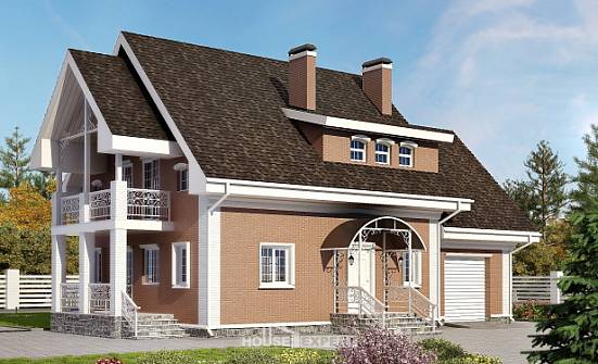 185-003-R Two Story House Plans with mansard roof with garage, spacious Construction Plans | Проекты домов от House Expert