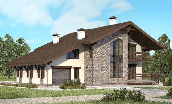 280-001-R Two Story House Plans with mansard roof with garage under, big Dream Plan | Проекты домов от House Expert