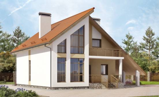 170-009-R Two Story House Plans with mansard with garage, available House Planes | Проекты домов от House Expert