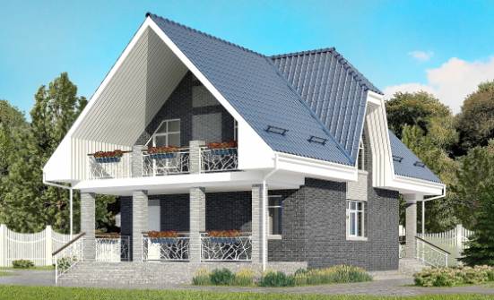 125-002-L Two Story House Plans with mansard roof with garage under, beautiful Blueprints | Проекты домов от House Expert