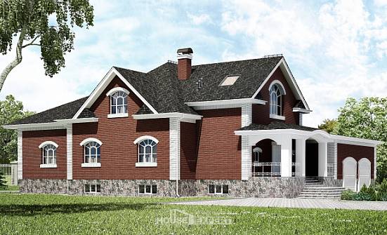 600-001-R Three Story House Plans with mansard roof and garage, cozy Construction Plans | Проекты домов от House Expert