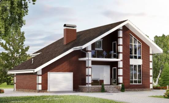 180-001-L Two Story House Plans with mansard with garage, small Architectural Plans | Проекты домов от House Expert