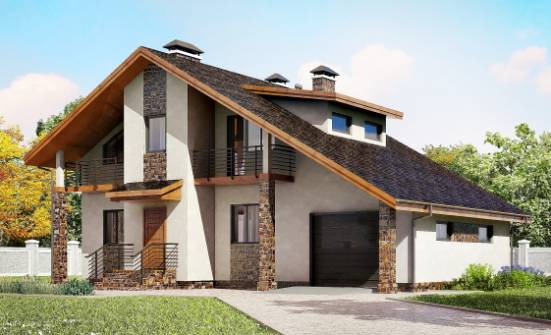 180-008-R Two Story House Plans and mansard with garage in front, average Timber Frame Houses Plans | Проекты домов от House Expert