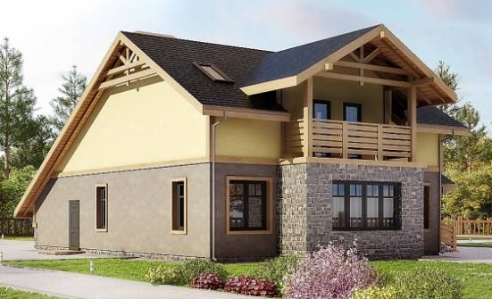 180-011-R Two Story House Plans with mansard with garage under, economical Construction Plans | Проекты домов от House Expert