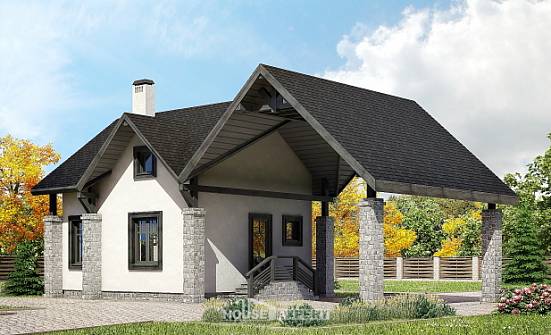 060-001-R Two Story House Plans with mansard roof with garage, cheap Ranch | Проекты домов от House Expert