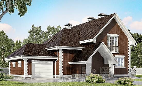 190-003-L Two Story House Plans with mansard roof with garage in front, best house Floor Plan | Проекты домов от House Expert