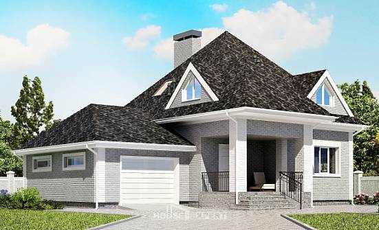 135-001-L Two Story House Plans with mansard roof with garage in front, cozy Custom Home Plans Online | Проекты домов от House Expert