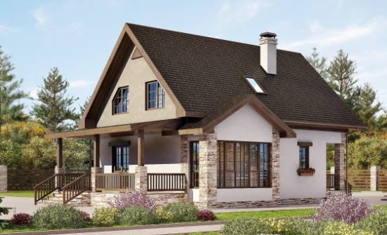 140-002-L Two Story House Plans with mansard, small Villa Plan | Проекты домов от House Expert