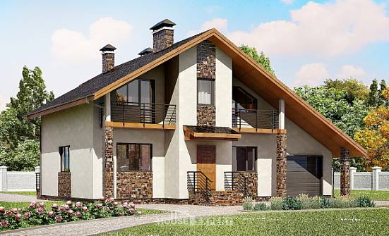 180-008-R Two Story House Plans and mansard with garage in front, average Timber Frame Houses Plans | Проекты домов от House Expert