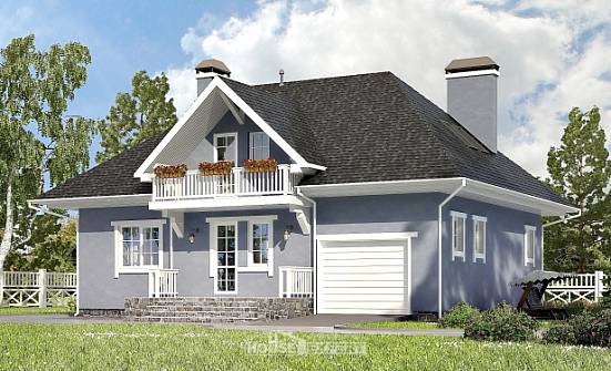 200-001-R Two Story House Plans with mansard with garage in back, a simple House Building | Проекты домов от House Expert