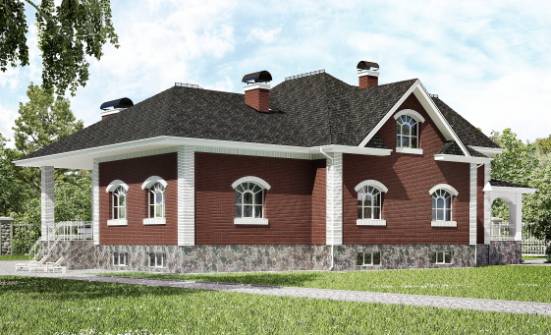 600-001-R Three Story House Plans with mansard roof and garage, cozy Construction Plans | Проекты домов от House Expert