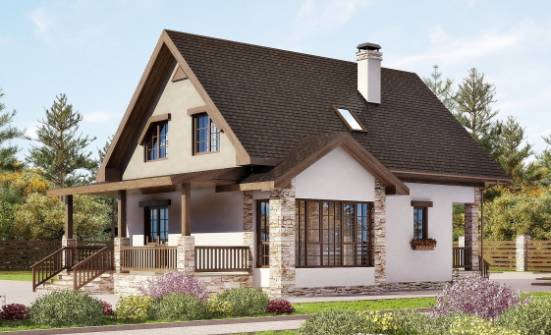 140-002-L Two Story House Plans with mansard, small Villa Plan | Проекты домов от House Expert