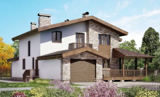 220-001-R Two Story House Plans and mansard and garage, modern Dream Plan | Проекты домов от House Expert