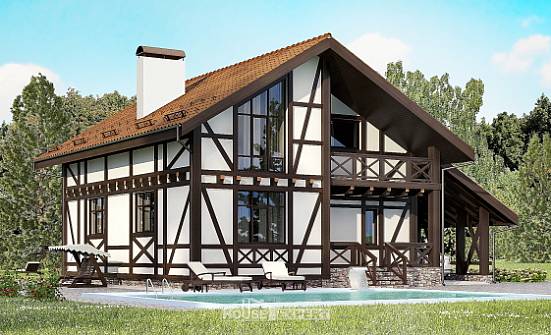 155-002-R Two Story House Plans with mansard with garage in back, available House Plan | Проекты домов от House Expert