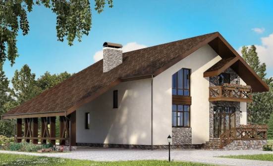 155-007-R Two Story House Plans with mansard roof with garage under, inexpensive Design Blueprints | Проекты домов от House Expert