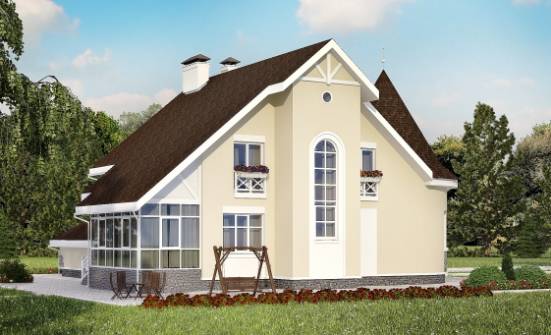 275-001-L Two Story House Plans with mansard with garage under, cozy Planning And Design | Проекты домов от House Expert