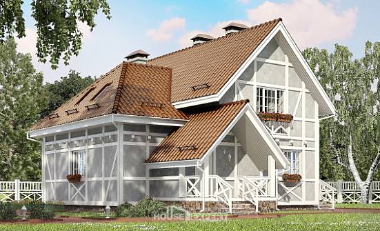 160-003-L Two Story House Plans with mansard, small Architect Plans | Проекты домов от House Expert