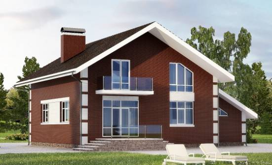 180-001-L Two Story House Plans with mansard with garage, small Architectural Plans | Проекты домов от House Expert