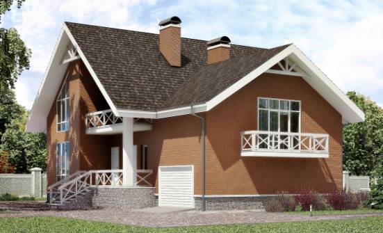 215-001-R Two Story House Plans with mansard and garage, spacious House Planes | Проекты домов от House Expert