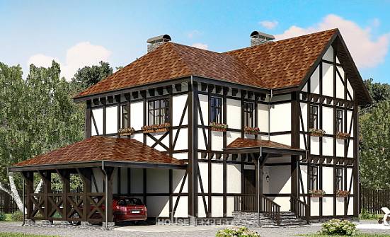 180-004-L Two Story House Plans with mansard roof with garage under, small Construction Plans | Проекты домов от House Expert