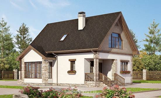 140-002-L Two Story House Plans with mansard, small Villa Plan | Проекты домов от House Expert