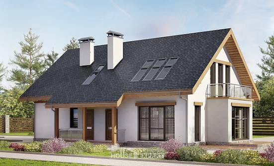 185-005-R Two Story House Plans and mansard with garage, cozy Building Plan  | Проекты домов от House Expert