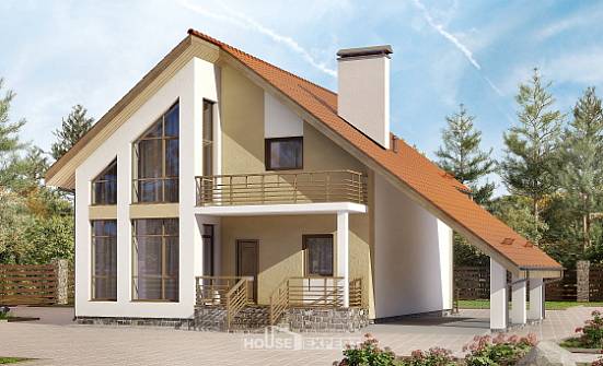 170-009-R Two Story House Plans with mansard with garage, available House Planes | Проекты домов от House Expert