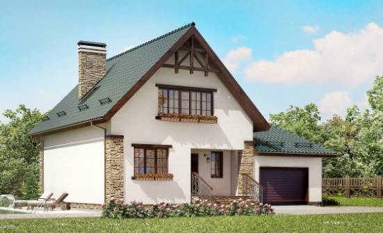 160-005-R Two Story House Plans with mansard with garage in front, modest Villa Plan | Проекты домов от House Expert