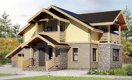 180-011-R Two Story House Plans with mansard with garage under, economical Construction Plans | Проекты домов от House Expert