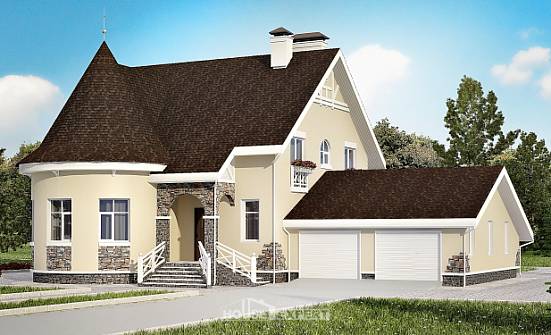 275-001-L Two Story House Plans with mansard with garage under, cozy Planning And Design | Проекты домов от House Expert