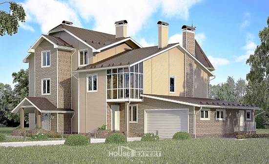 555-001-L Three Story House Plans with mansard with garage in back, modern Architect Plans | Проекты домов от House Expert